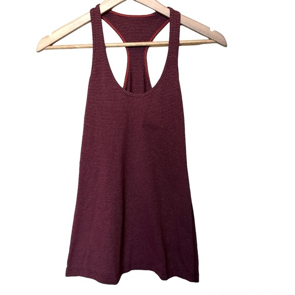 Lululemon Maroon Striped Halter Tank Top Size 2 - Picture 3 of 4